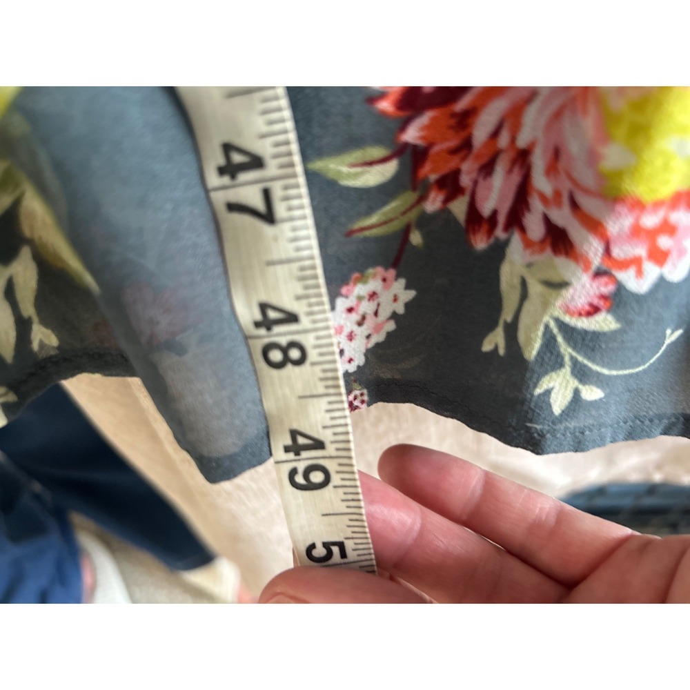 Anthropologie Evelin Floral Maxi Dress Square Neck Tiered Puff Dark Teal XSP - Picture 10 of 11